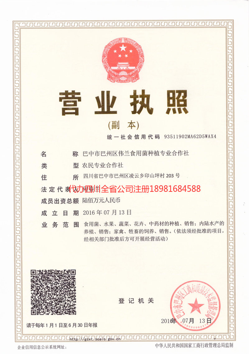 开远开远伟兰食用菌种植专业合作社